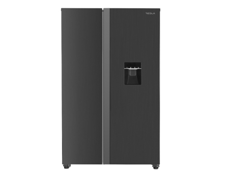 Casa & Gradina - Frigider Side by Side, capacitate 529 L, dozator de apa, Full No Frost, motor inverter, display LED, H 177 cm, Inox, TESLA