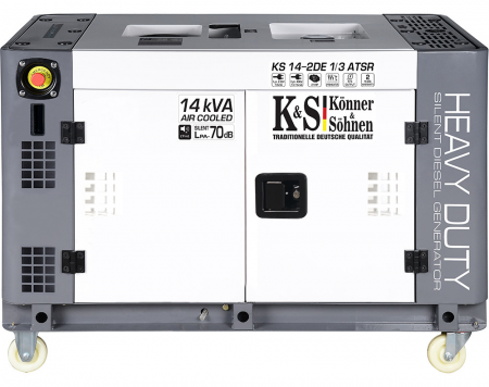 Scule&Unelte Gama Premium - Generator de curent, Diesel, 11KW, 230-400V, HEAVY DUTY - INSONORIZAT - KONNER & SOHNNEN - KS-14-2DE-1/3-ATSR-SILENT