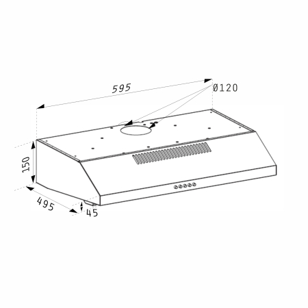 Hota clasica, 2 motoare, latime 60 m, 3 viteze, absorbtie 297 m³/h, Inox, PYRAMIS [1]