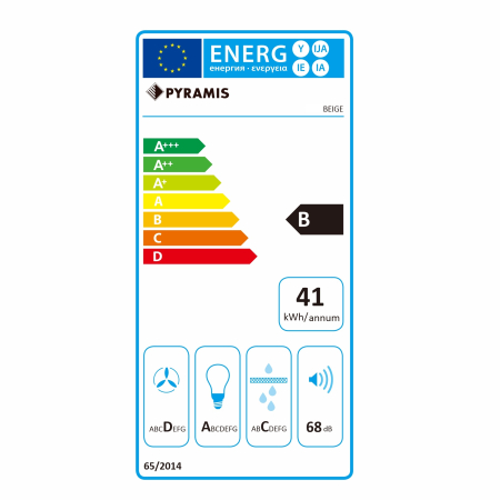 Hota decorativa, 1 motor, 3 viteze, lumina LED, absorbtie 410 m³/h, latime 60 cm, Bej, PYRAMIS [3]