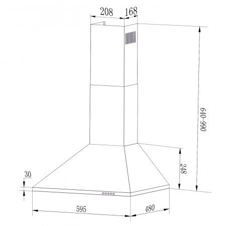 Hota decorativa, 60cm, 1 motor, 600 m3/h, 3 trepte, filtre aluminiu, negru, Samus [1]