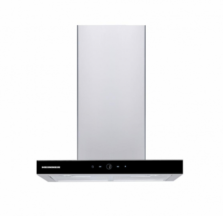 Hote bucatarie - Hota decorativa, control touch, 3 trepte, Inox + sticla neagra, latime 60cm, 1 motor, Heinner HDCH-F4560TIX