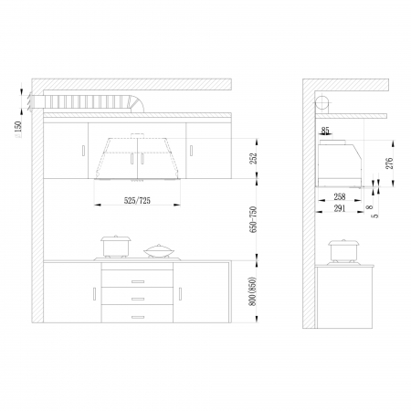 Hota decorativa, inclinata, 60cm, 1 motor, 350 m3/h, 3 trepte, INOX, Samus [1]