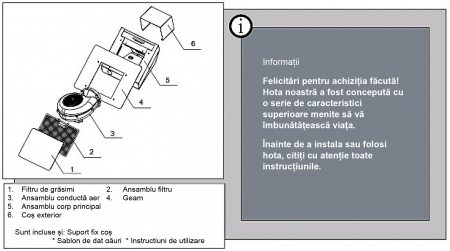 Hota decorativa, inclinata, 60cm, sticla, 1 motor, 398 m3/h, 3 trepte, Samus [1]