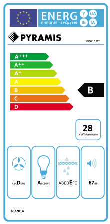 Hota decorativa, Inox, 3 viteze, 1 motor, absorbtie 335 m³/h, latime 60 cm, lumina LED, PYRAMIS [2]