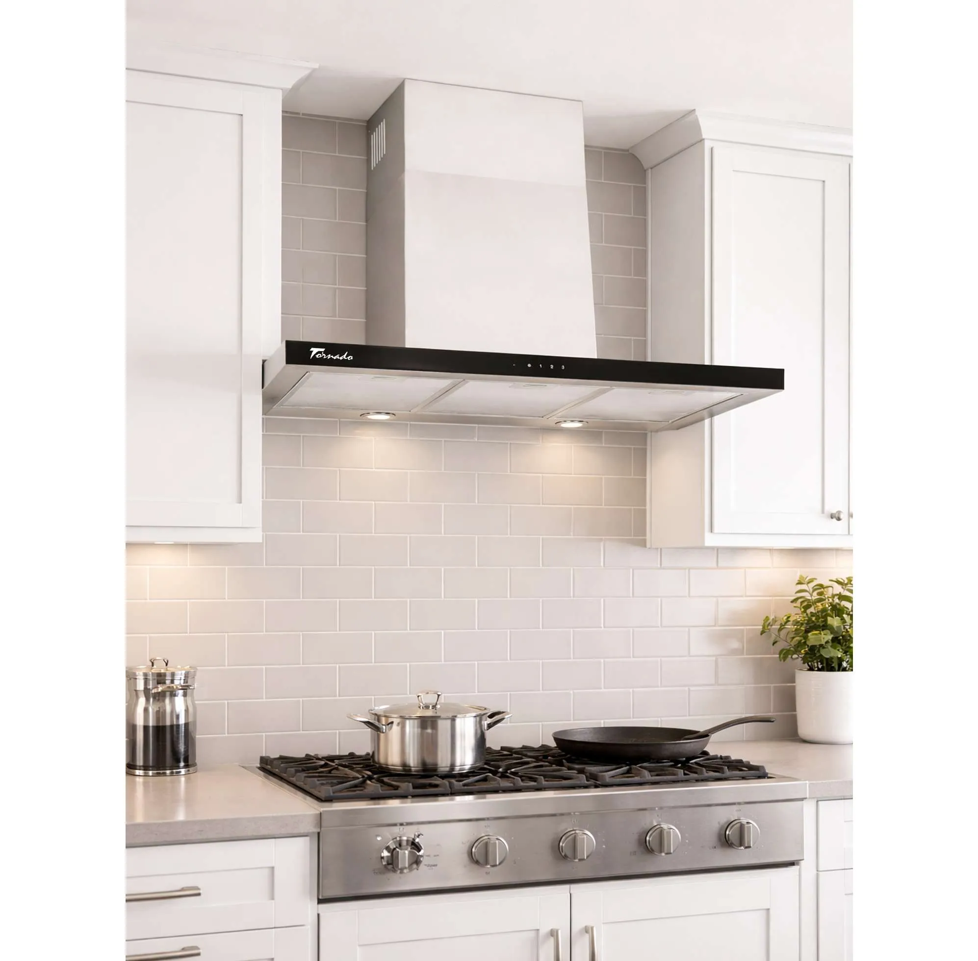 Hota decorativa, latime 90 cm, 1200 m3/h, 1 motor, 3 trepte, filtre aluminiu, INOX, TORNADO LARA [1]