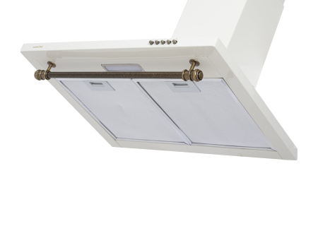 Hota decorativa, rustica, 1 motor, 400 m3/h, 60 cm, filtre aluminiu, lumina Led, crem, NOBELTEK [2]