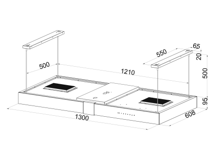 Hota decorativa tip insula, sticla neagra, 5 viteze, clasa A, telecomanda, touch control, 945 m³/h, Pyramis Black Glass [3]