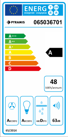 Hota incorporabila, 3 viteze, Turbo, latime 55 cm, absorbtie 730 m³/h, clasa A, lumina LED, Inox, PYRAMIS [3]