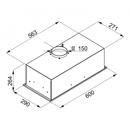 Hota Incorporabila Tornado Modul Glass 750 (60), 1 motor, latime 60 cm, 3 viteze, absorbtie 750 m3/ora, Negru [5]