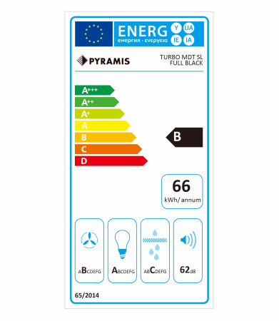 Hota telescopica, 1 motor, 2 viteze, absorbtie 573 m³/h, turbo, latime 60 cm, Negru, PYRAMIS [4]