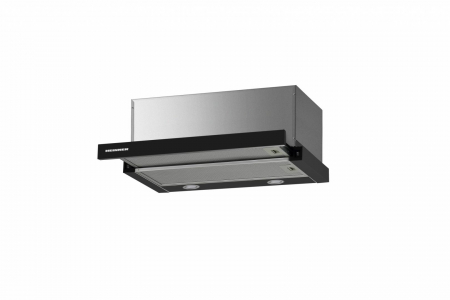 Hote bucatarie - Hota telescopica, 1 motor, 3 trepte, led, 611 m3/h, filtre aluminiu, 60 cm, negru, Heinner