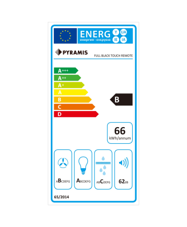 Hota telescopica, 1 motor, 3 viteze, absorbtie 573 m³/h, turbo, telecomanda, timer, latime 60 cm, sticla neagra, PYRAMIS [3]