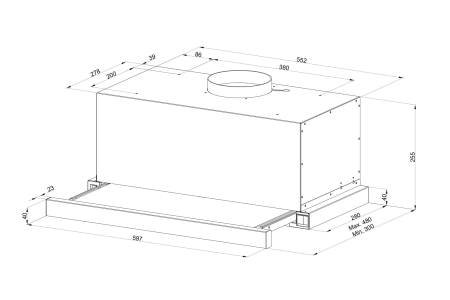 Hota telescopica, 1 motor, 4 viteze, 60 cm, absorbtie 760 m³/h, TURBO, filtre aluminiu, touch control, Inox, PYRAMIS [3]