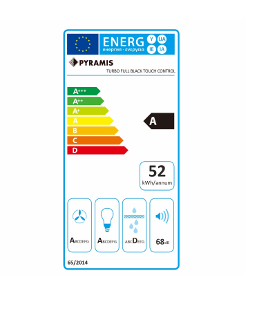 Hota telescopica, 1 motor, 4 viteze, absorbtie 597 m³/h, Turbo, latime 60 cm, clasa A, touch control, sticla neagra, PYRAMIS [3]