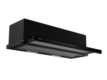 Hote telescopice - Hota telescopica, 1 motor, 90 cm, absorbtie 760 m³/h, filtre aluminiu, touch control, sticla neagra, PYRAMIS