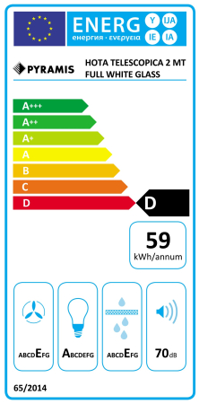 Hota telescopica, 2 viteze, absorbtie 328 m³/h, 2 motoare, latime 60 cm, sticla alba, PYRAMIS [2]