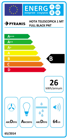 Hota telescopica, 2 viteze, absorbtie 335 m³/h, 1 motor, latime 60 cm, negru, PYRAMIS [2]