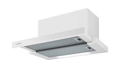 Hote telescopice - Hota telescopica, 3 viteze, Turbo, latime 60 cm, absorbtie 581mc/h, Alb, PYRAMIS