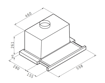 Hota telescopica, 3 viteze, Turbo, latime 60 cm, absorbtie 581mc/h, Alb, PYRAMIS [1]
