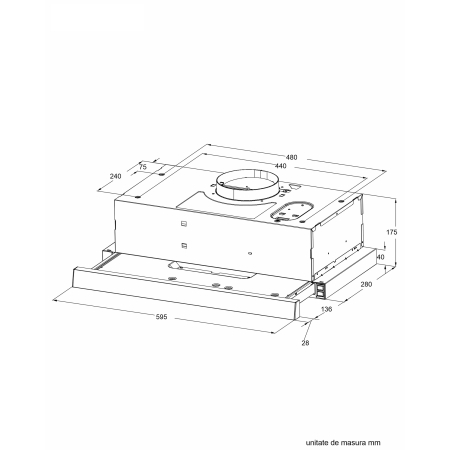 Hota telescopica, lumina LED, 2 viteze, 1 motor, absorbtie 409 m³/h, latime 60 cm, sticla Gri, PYRAMIS [1]