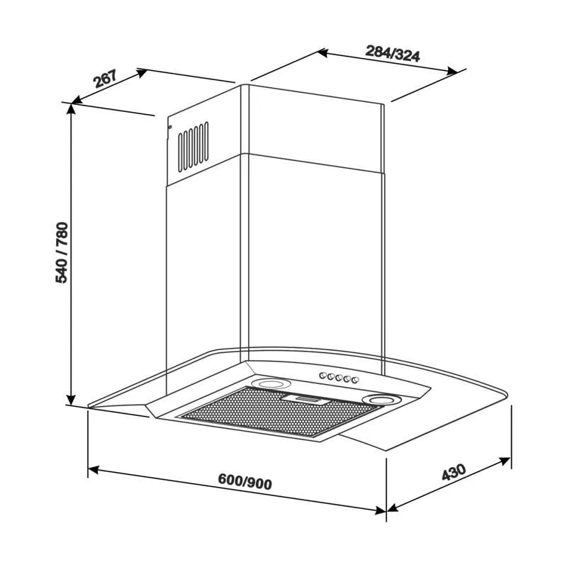 Hota tip Cupola Tornado Eva 1200 (60) LED, 1 motor Turbo, latime 60 cm, 3 viteze, absorbtie 1200 m3/ora, filtru anti-grasimi aluminiu 5 straturi, Inox [3]