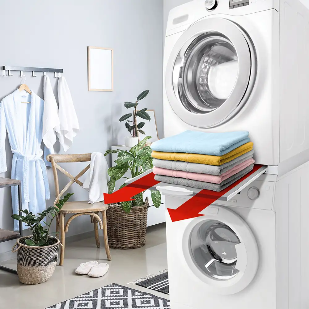 Kit suprapunere universal pentru masini de spalat, uscatoare, chinga fixare, suport haine retractabil, MELICONI [5]