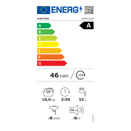 Masina de spalat rufe automata, capacitate 10 kg, clasa A, 16 programe, display LED, 1400 rpm, motor inverter, ALBATROS [15]