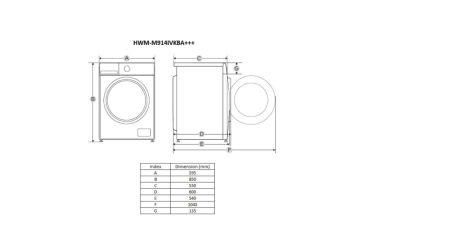 Masina de spalat rufe, automata, capacitate 9 kg, 1400 Rpm, display digital, motor inverter, 14 programe, Negru mat, HEINNER [1]