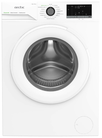 Masini automate de spalat rufe - Masina de spalat rufe, automata, capacitate 9 kg, clasa A, 1400 Rpm, motor inverter, silentios, display LED, Alb, ARCTIC