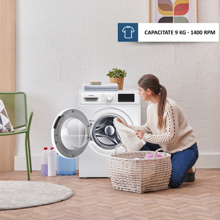 Masina de spalat rufe automata, capacitate 9 kg, clasa A, 16 programe, display LED, 1400 rpm, motor inverter, ALBATROS [6]