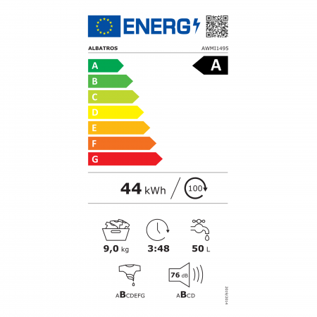 Masina de spalat rufe automata, capacitate 9 kg, clasa A, 16 programe, display LED, 1400 rpm, motor inverter, ALBATROS [15]