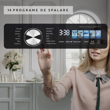 Masina de spalat rufe, automata, motor inverter, capacitate 8 kg, 1400 Rpm, 14 programe, display pictograme, clasa A, SAMUS [11]