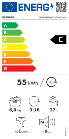 Masina de spalat rufe, capacitate 6 kg, 1000 Rpm, clasa C, 15 programe, motor inverter, Slim, Alb, HEINNER [4]