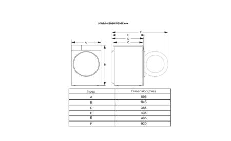 Masina de spalat rufe, capacitate 6 kg, 1000 Rpm, clasa C, 15 programe, motor inverter, Slim, Alb, HEINNER [3]