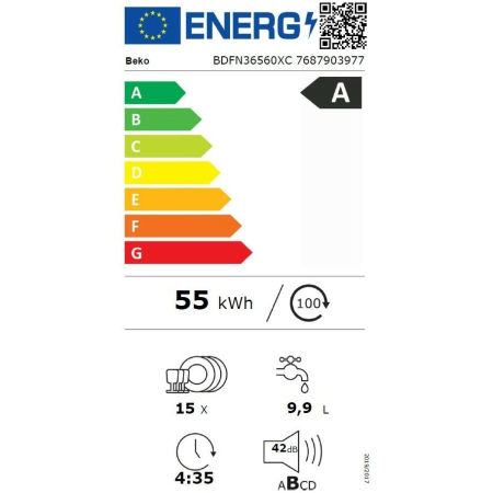 Masina de spalat vase, 15 seturi, 11 programe, clasa A, Wi-Fi, ventilatie, motor inverter, Argintiu, BEKO [5]
