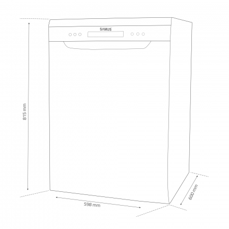 Masina de spalat vase, 6 programe, 12 seturi, 60 cm, autocuratare, clasa E, afisaj electronic, argintiu, Samus [8]