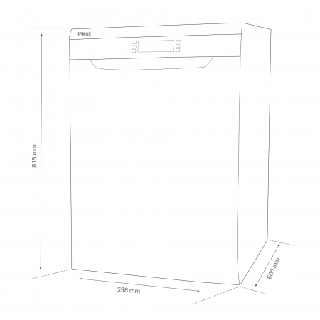 Masina de spalat vase, 8 programe, 14 seturi, 60 cm, autocuratare, clasa E, afisaj electronic, alba, Samus [9]