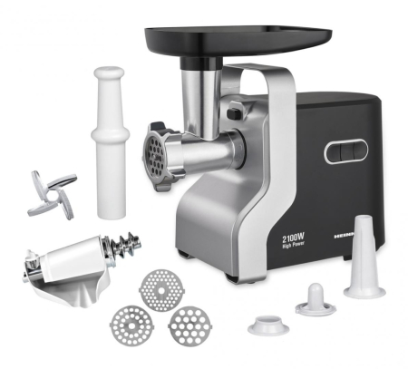 Masina de tocat carne, putere 2100 W, accesoriu pt rosii, carnati, cutit inox, 3 site, functie reverse, 2 viteze, HEINNER [1]