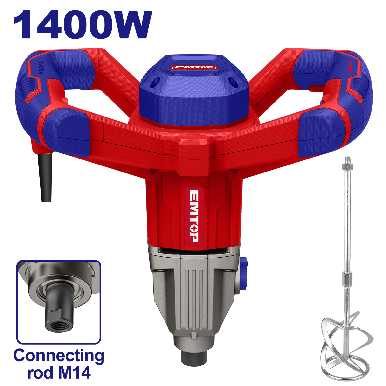 Scule Electrice - Mixer electric, mortar, ciment, 1400W, 220V, variator viteza, cutie viteze aluminiu, EMXR14001 EMTOP