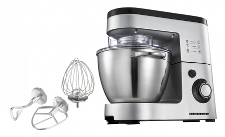 Casa & Gradina - Mixer planetar, paleta din inox, bol inox 5.5L, 1500W, 6 viteze, Heinner HPM-1500XMC-V2
