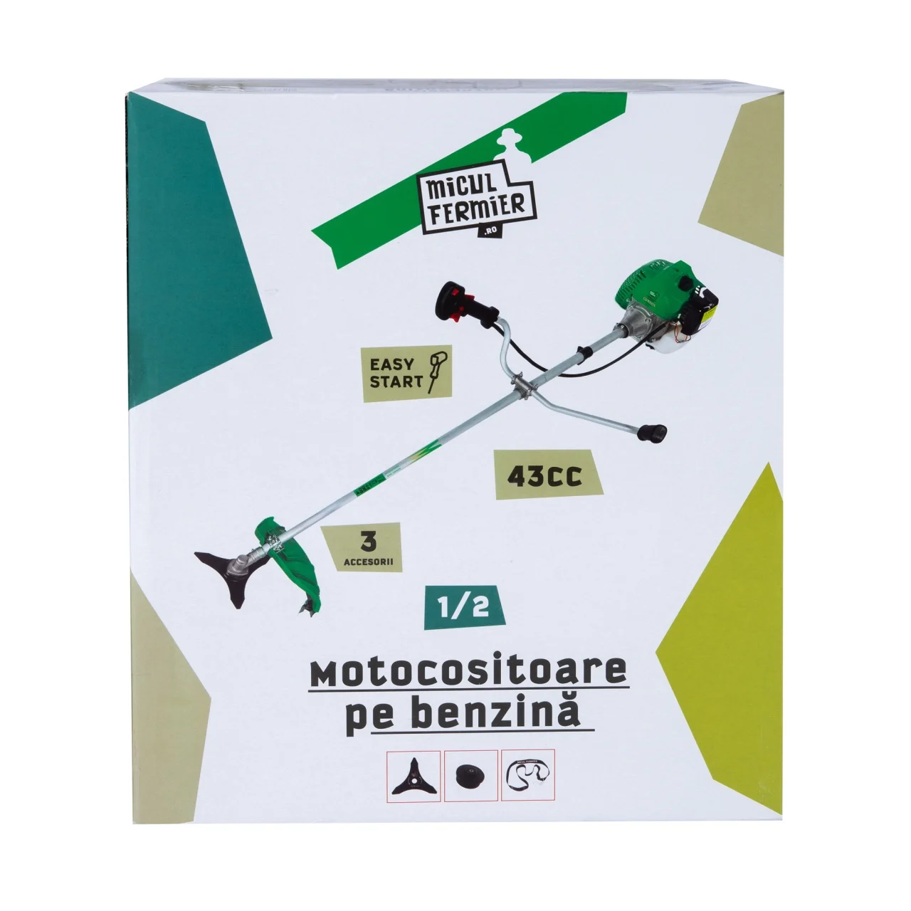Motocoasa pe benzina, 3.4 Cp, 3 accesorii incluse, pornire rapida, 9500 Rpm, Micul Fermier [7]