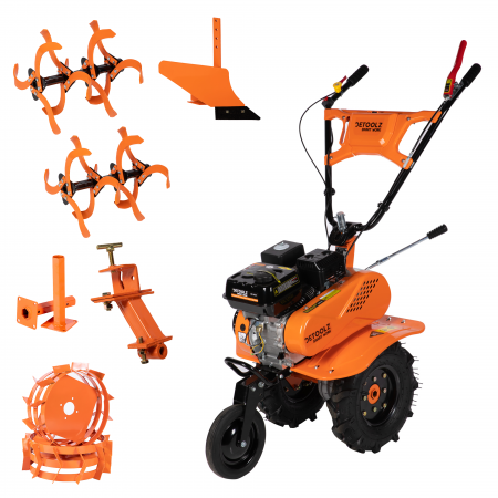 Motocultoare pe Benzina - Motocultor pe benzina, 7CP, 212CC + plug+adaptor+roti metalice, Detoolz DZ-M124