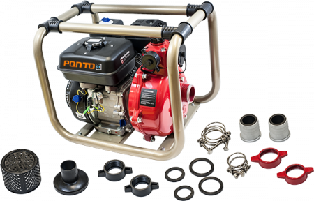 Motopompe - Motopompa de presiune, benzina, 7 Cp, 20 m3/h, 2 toli, aspiratie 6m, 4 timpi, refulare max 70, Ponto