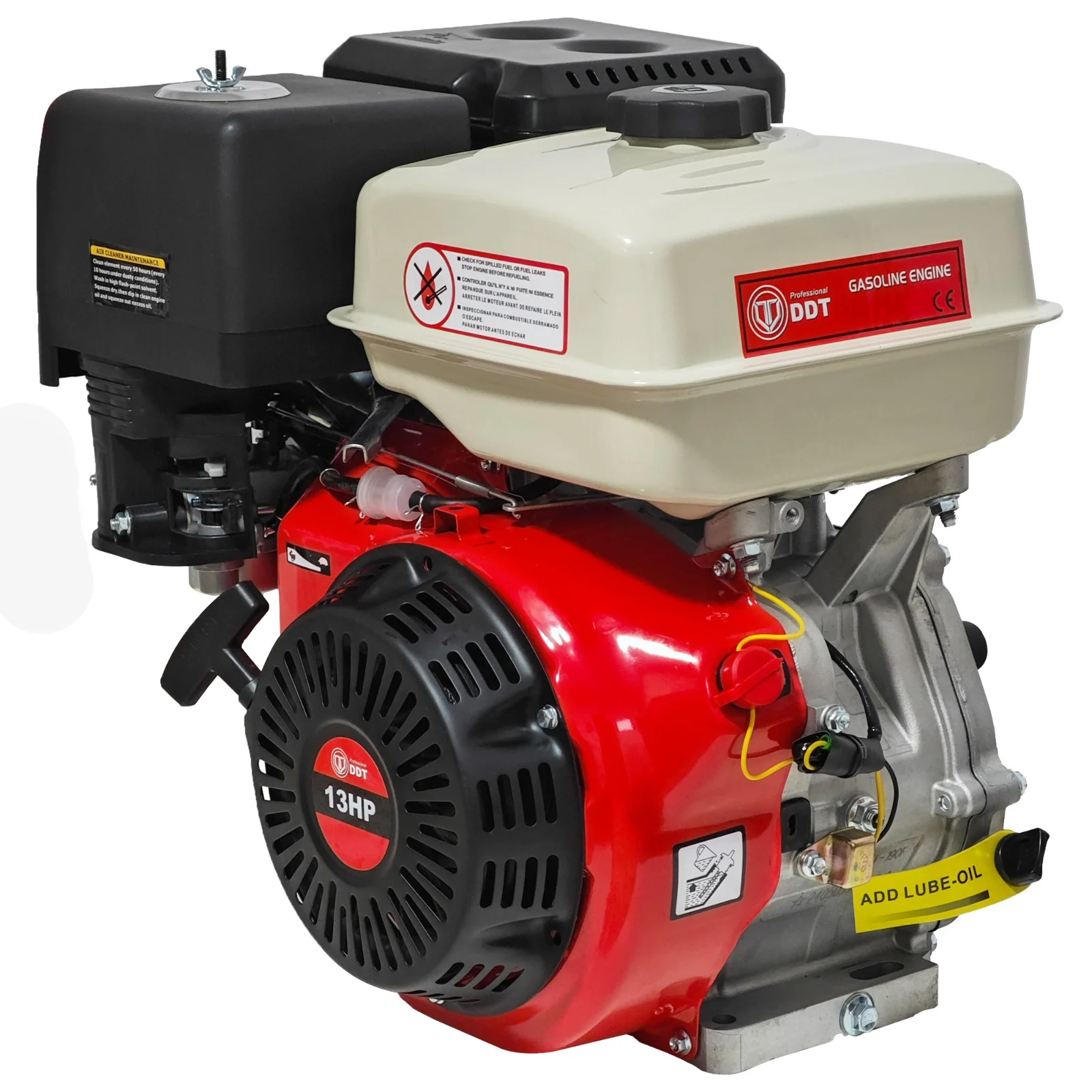 Motoare pe Benzina - Motor pe benzina, 13 Cp, DDT, 4 timpi, fulie dubla (inclusa), 7.3 kw, ax pana 25mm
