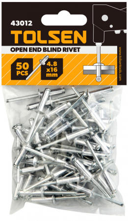 Clesti Pentru Nituri - Set 50 buc nit deschis si orb 4X10 MM, Tolsen 43009