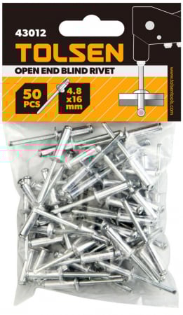 Clesti Pentru Nituri - Set 50 buc nit deschis si orb 4X12.7 MM, Tolsen 43010