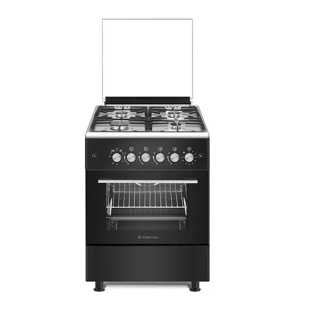 Pachet Aragaz clasic 4 arzatoare gaz, plita inox, aprindere electrica, 60 cm, cuptor pe gaz, ventilatie, rotisor, grill, Hota telescopica, 2 motoare, 3 trepte, filtre aluminiu, Studio Casa Duo Marco [1]