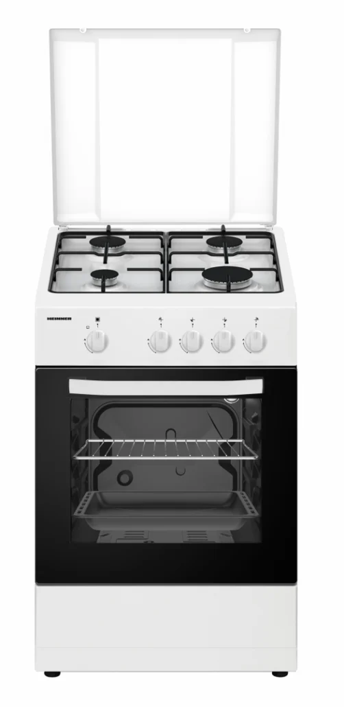 Pachet Aragaz cu cuptor pe gaz + Butelie si kit instalare, 50 x 55 cm, siguranta plita si cuptor, 2 in 1, GPL sau GN, Alb, HEINNER [1]