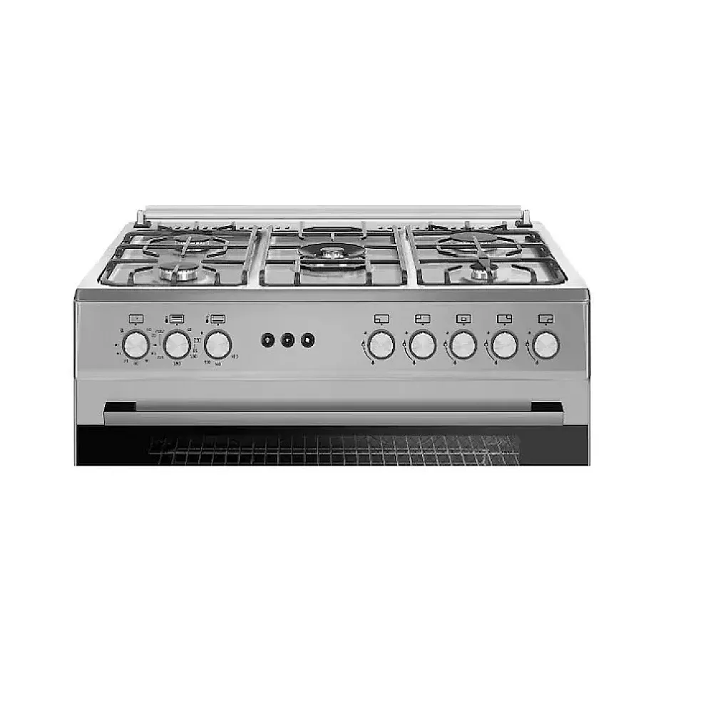 Pachet Aragaz pe gaz, Inox, 5 arzatoare, timer, rotisor, grill, gratare fonta, 90 cm, ventilatie, Hota clasica Inox, 2 motoare, 90 cm, Studio Casa Prato [1]